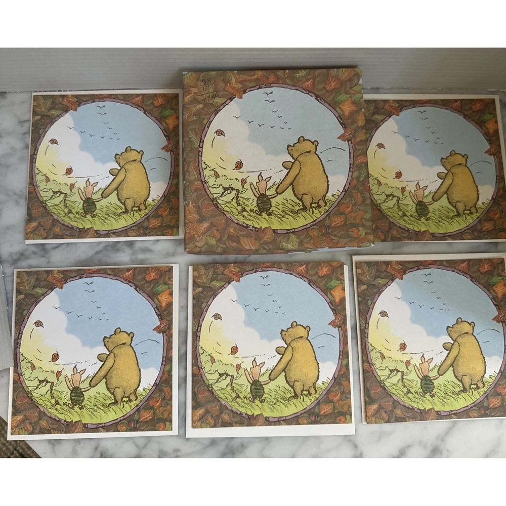 Hallmark Classic Pooh Winnie the Pooh & Piglet -Greeting Card Box VTG USA 5 Card